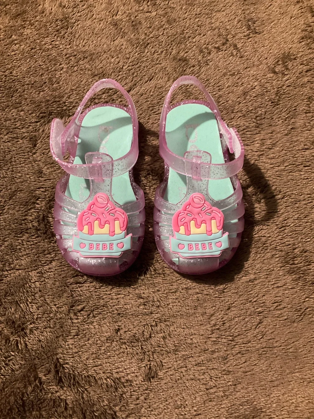 Bebe Pink Glitter Jelly Sandals